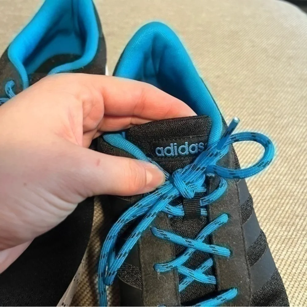 Adidas Neo Label Men’s Size 10 Black Blue Ortholite Running Sneakers